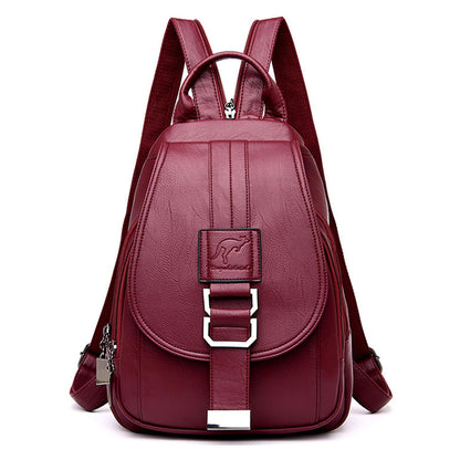 BlackeEight Women's Soft Genuine Leather Backpack,Large Capacity Satchel Shoulder Handbags for Office Shopping Trip (Red)