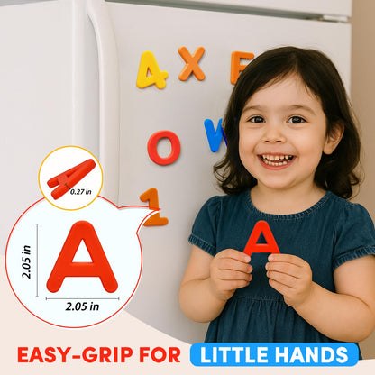 JoyCat Silicone Magnetic Letters and Numbers, 26 Uppercase Alphabet with 0-9, Fridge Magnets for Toddlers & Kids, Preschool Learning Refrigerator Toy Set, Birthday Gifts for Boys Girls (Vibrant Color)