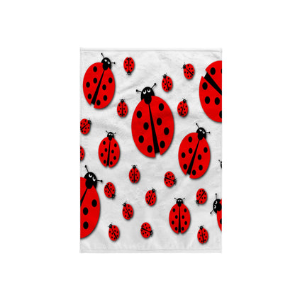 3D Rose TWL_240405_1 Many Different Sized Ladybugs on White Background Towel, 15" x 22"