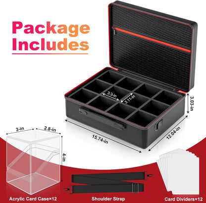 Card Deck Box with Portable Case, 12 Pack Clear Commander Deck Box with 12 Dividers, Holds 1200+ Double Sleeved Cards, Fit for MTG, YuGiOh, TCG