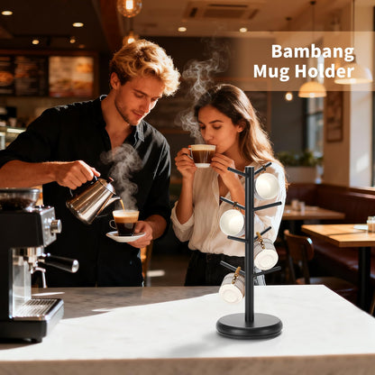 BAMBANG Mug Holder, 360° Rotating Mug Tree Holds 8 Coffee Cups, Space Saving Mug Rack with Stable Base for Kitchen Coffee Bar