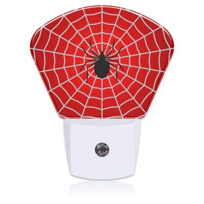 Uiaoiais Black Spider Night Light for Kids, White Spider Web LED Night Light Plug into Wall with Dusk to Dawn Sensor for Girls Boys Women Men Room, Hallway, Kitchen, Bathroom, Stairs Decor