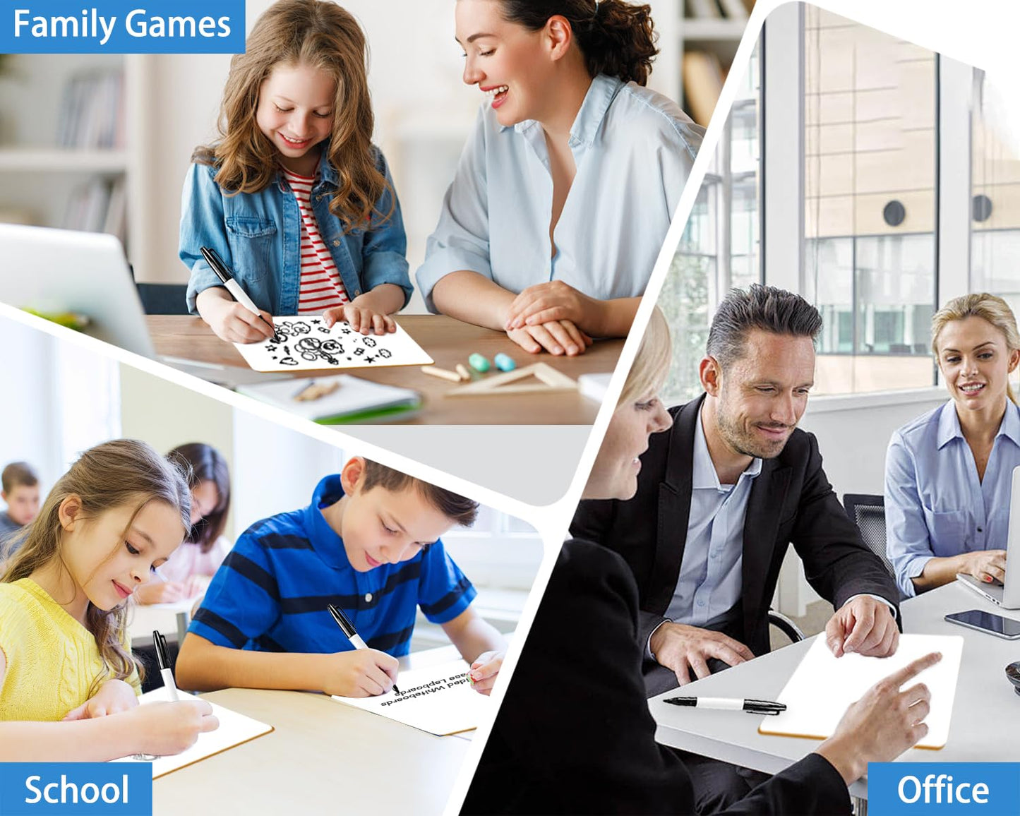 16 Packs Dry Erase LapBoards with 16 Erasers and 16 Markers, 12.5" x 9" Double Sided Whiteboards, Dry Erase Boards for Students Teachers Kids Learning Education Home Classroom Office Meeting Group