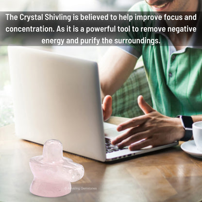 Amazing Gemstone Shiva Lingam Stone Rose Quartz Crystal - Shivling for Pooja, Home Office Room Decor Made of Healing Crystals and Healing Stones - Adiyogi Shiva Lingams