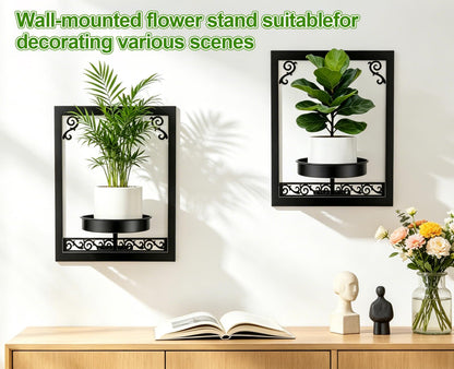 WGFKVAS Wall Plant Holder Set of 3, Picture Frame Plant Holder, Rustproof Holder Metal Modern Style Home Gardening Wall Decor for Living Room Bedroom, Entryway, Black