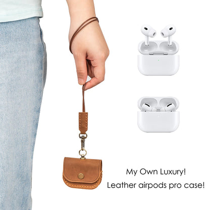 Musiin Premium Leather Bag Compatible with Airpods Pro 2/1 and Earphone Protective Storage Cover Pouch Portable Carrying Case(Brown)