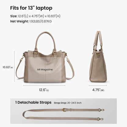 befen Soft Genuine Leather Medium Tote Bag Crossbody Bags for Women Leather Purses Handbags Satchel Purse Shouder Bag with Top Handles for Daily & Travel Taupe