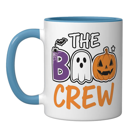 Halloween Boo Crew Family Matching, Cute Ghost & Pumpkin 'B Ceramic Mug, Blue/White