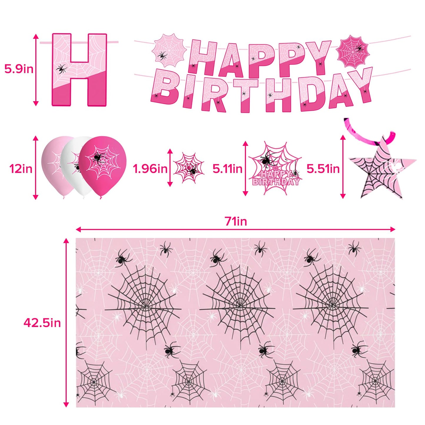 Pink Spider Party Decorations Kit for Girls