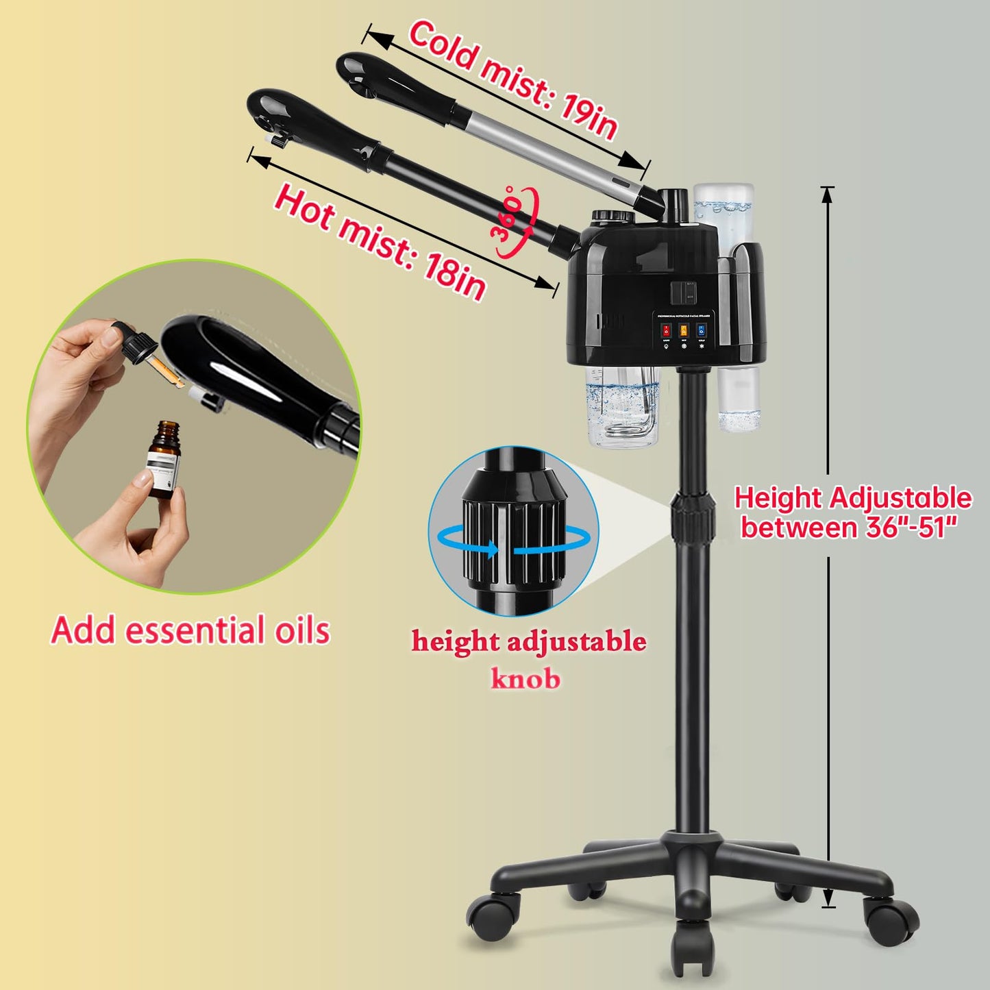 Professional Facial Steamer for Deep Hydration,2in1 Ozone Face Steamer with 5X Magnifying Lamp,Suitable for Home Use or Beauty Spa Deep Cleansing and Hydration