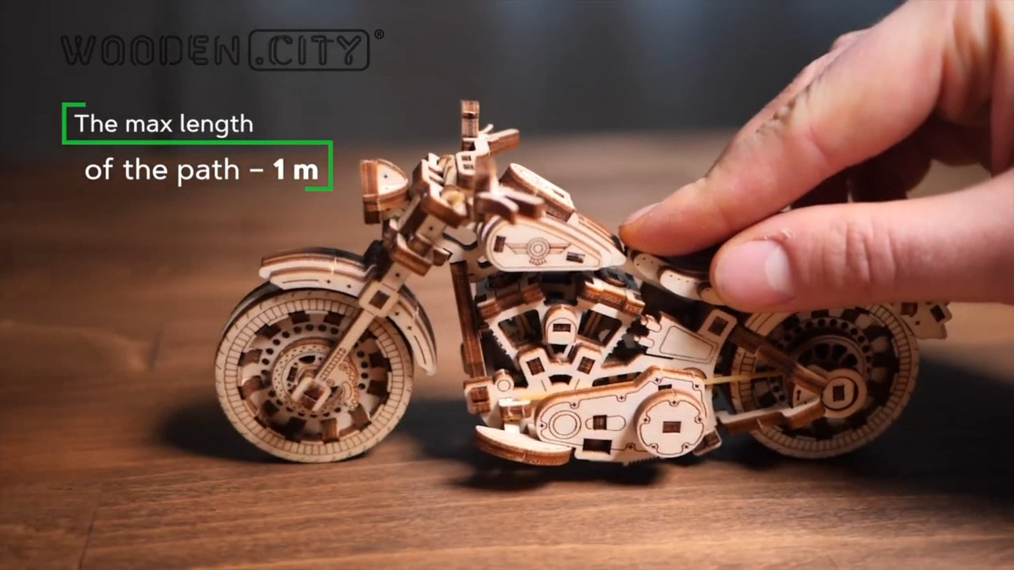 WOODEN.CITY Cruiser V-Twin Motorcycle 3D Puzzles for Adults - Wooden Model Kits to Build - Interactive Wooden Puzzle Motorcycle Kit - Hobbies for Men