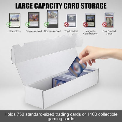 Trading Card Storage Box, 6-Pack 1100 Count White Corrugated Cardboard Bulk Sports Storage Box for TCG/Magic/Mtg Basketball Cards, Collectible Trading Cards
