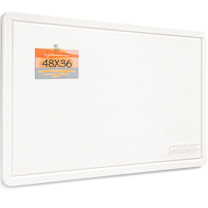 Lightomorrow Large Bulletin Board, 48 x 36 Inches Cork Board Alternative Decorative Felt Pin Board with Safe Removable Adhesives & 20 Push Pins for Home Office Classroom Walls-Creamy White