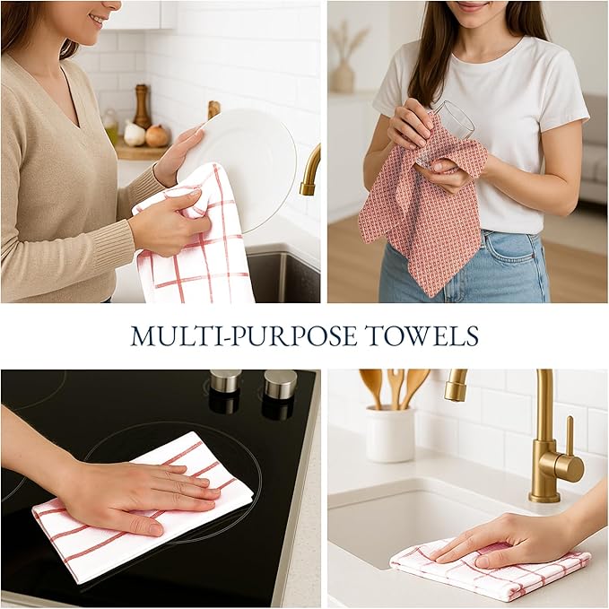 LANE LINEN 100% Cotton Kitchen Towels Set, Quick-Drying Dish Towels, Tea Towels