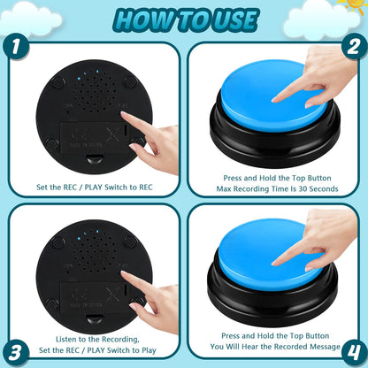 Jerify 12 Packs Recordable Answer Buzzers Learning Recording Sounds and Lights Buzzers Game Show Classroom Communication Buttons for Family Game Study Office Trivia Nights Red Blue