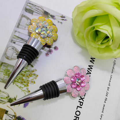 Flower Wine Stoppers Wine Corks Reusable Wine Bottle Stoppers Cute Floral Wine Stoppers Wine Accessories for Kitchen Holiday Party Wedding Birthday Gifts
