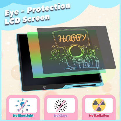 Kinayue LCD Writing Tablet for Kids, Rechargeable 21 Inch Doodle Board,Easter Basket Stuffers,Preschool Learning Toys Christmas Birthday Gift 3 4 5 6 7 Year Old Girls Boys (Blue)