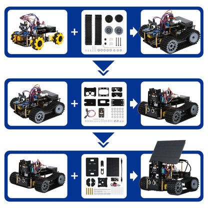 5-In-1 ESP32 Smart Camera Solar Robot Tank Car Kit, STEM Toy Robotics Kit for Kids Age 8-16 Boy, APP & Remote Control 4WD Car with 3MP Camera, Arduino Educational Science Coding Kit Gift for 12+ Teens