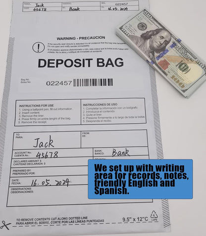Plastic Deposit Bags 30 Pack 9.5''x 15'', Opaque Security Bank Deposits,Cash register,Money bag for Cash,Bank Pocket,Tamper-Evident,Unique Barcode