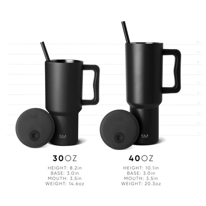 Simple Modern 40 oz Trek Tumbler with Handle and Straw Lid | Cup Holder Friendly Insulated Stainless Steel Travel Mug | 80s Mix