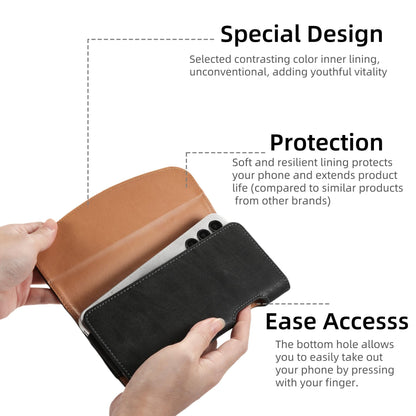 Bourisen Phone Holster Phone Pouch Phone Case Belt Clip Belt Loops Faux Leather for Man for Samsung S25 S24 S23 S22 S21 Ultra/LG/Moto (Black&Yellow, XL(7.0’’x3.5’’x0.9’’))