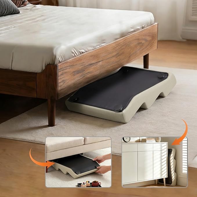 3-Step 15.7" H Dog Stairs for Bed Couch, Waterproof & Scratch PU Leather Pet Steps for Small Dogs and Cats, Dog Ramp with 220 lbs Maximum, Oak Leg & Solid Wood, Non-Slip Feet,Cream