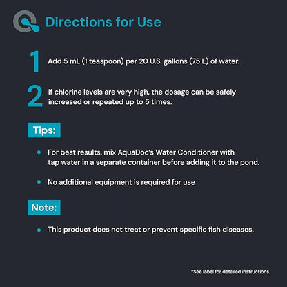AquaDoc Fish Pond Water Conditioner - 32oz - Pond Dechlorinator for Outdoor Ponds - Made in USA