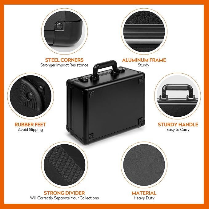 Graded Card Storage Box, Top Loader Trading Card Case for PSA Graded Cards, Sports Slab Hard Card Case Holder for Sports Card/Game Cards/Top Loaders/One Touch - 3 Row