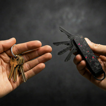 CAXGEK Metallic Key Organizer - Aluminum Forge Carbon Fiber Key Organizer holder, Minimalist Innovative Keychain.