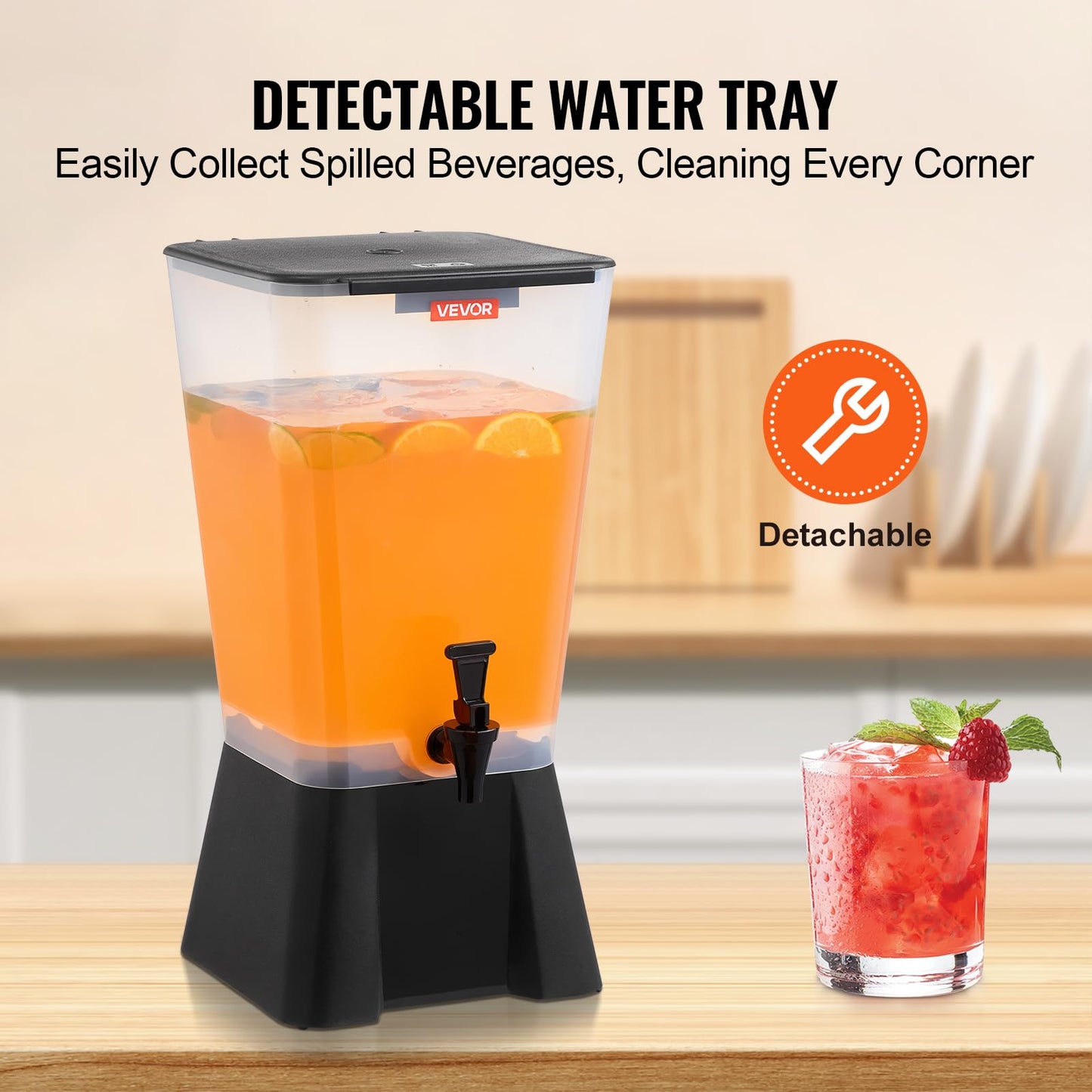 VEVOR Beverage Dispenser, 5 Gallon Drink Dispenser for Parties, Plastic Juice Dispensers with No-Drip Spigot, Iced Tea Lemonade Juice Water Dispensers, for Restaurants, Hotels, Parties