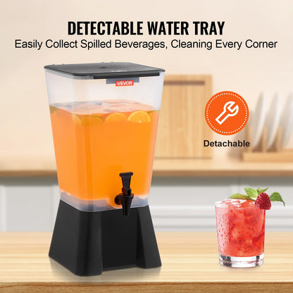 VEVOR Beverage Dispenser, 5 Gallon Drink Dispenser for Parties, Plastic Juice Dispensers with No-Drip Spigot, Iced Tea Lemonade Juice Water Dispensers, for Restaurants, Hotels, Parties