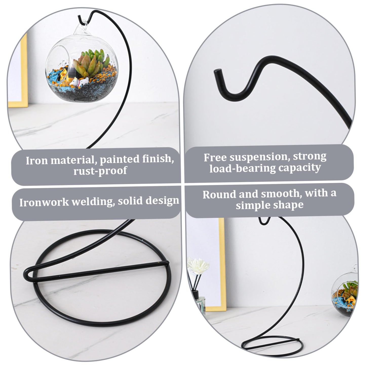 Pineeseatile 2PCS Ornament Hangers Display Stand 9.1" Height Iron Glass Ornament Display Stand for Air Plant Holder Terrariums Crystal Ball Wedding Home Office