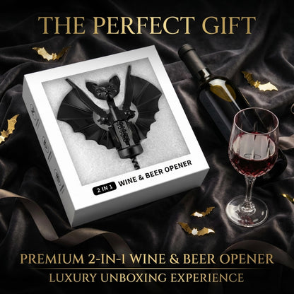 Ghost Bat Bottle Opener, Aluminum Alloy 2-in-1 Wine & Beer Opener, Suitable for Kitchens and Home Bars, Halloween and Gothic Decorative Ornament, Unique Gift for Wine Lovers