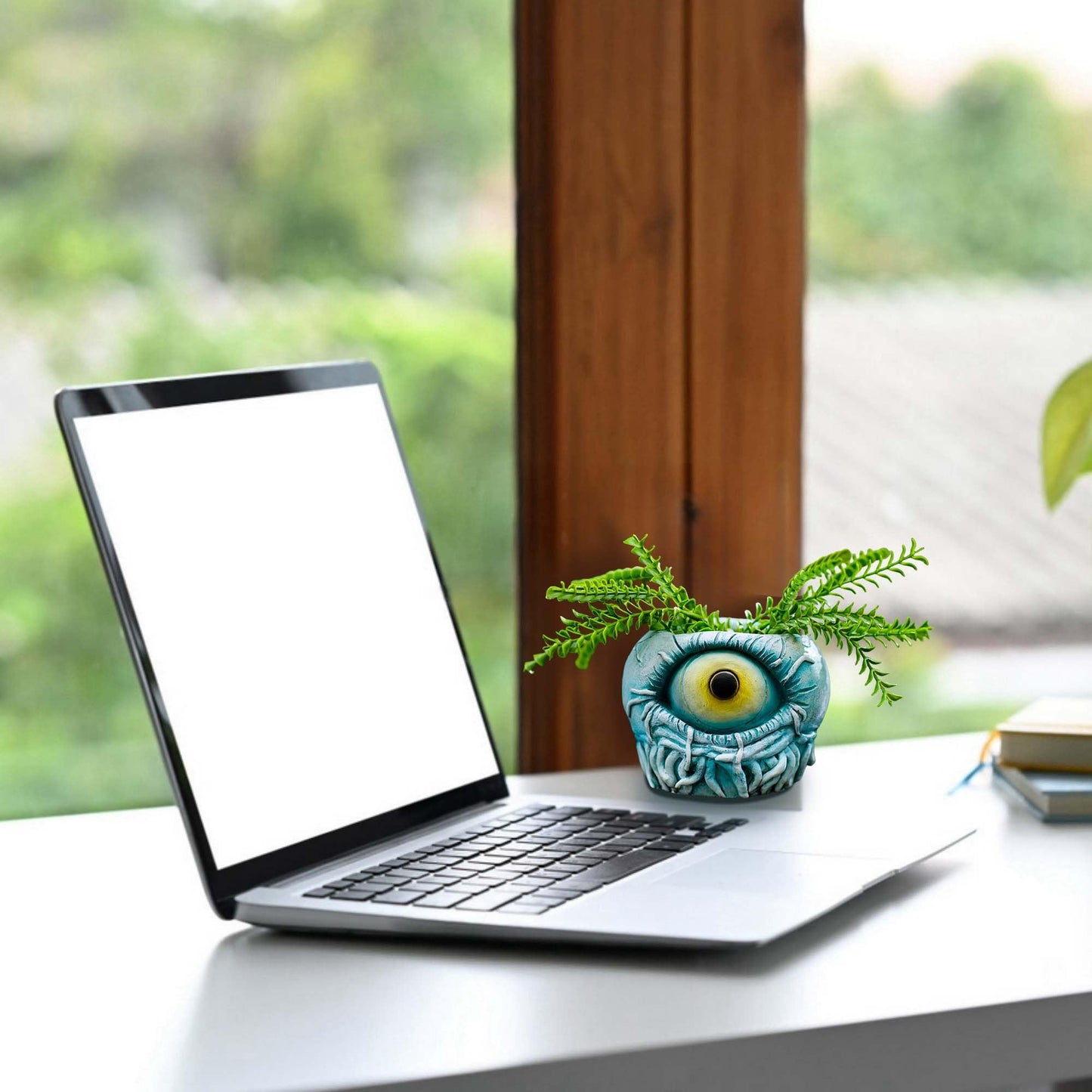 Sraseenomy Blue Monster Eye Planter Creative Unique Eye Plant Pot,Resin Succulent Plants Pot with Drainage, for Outdoor Garden Deco and Home Art Decoration