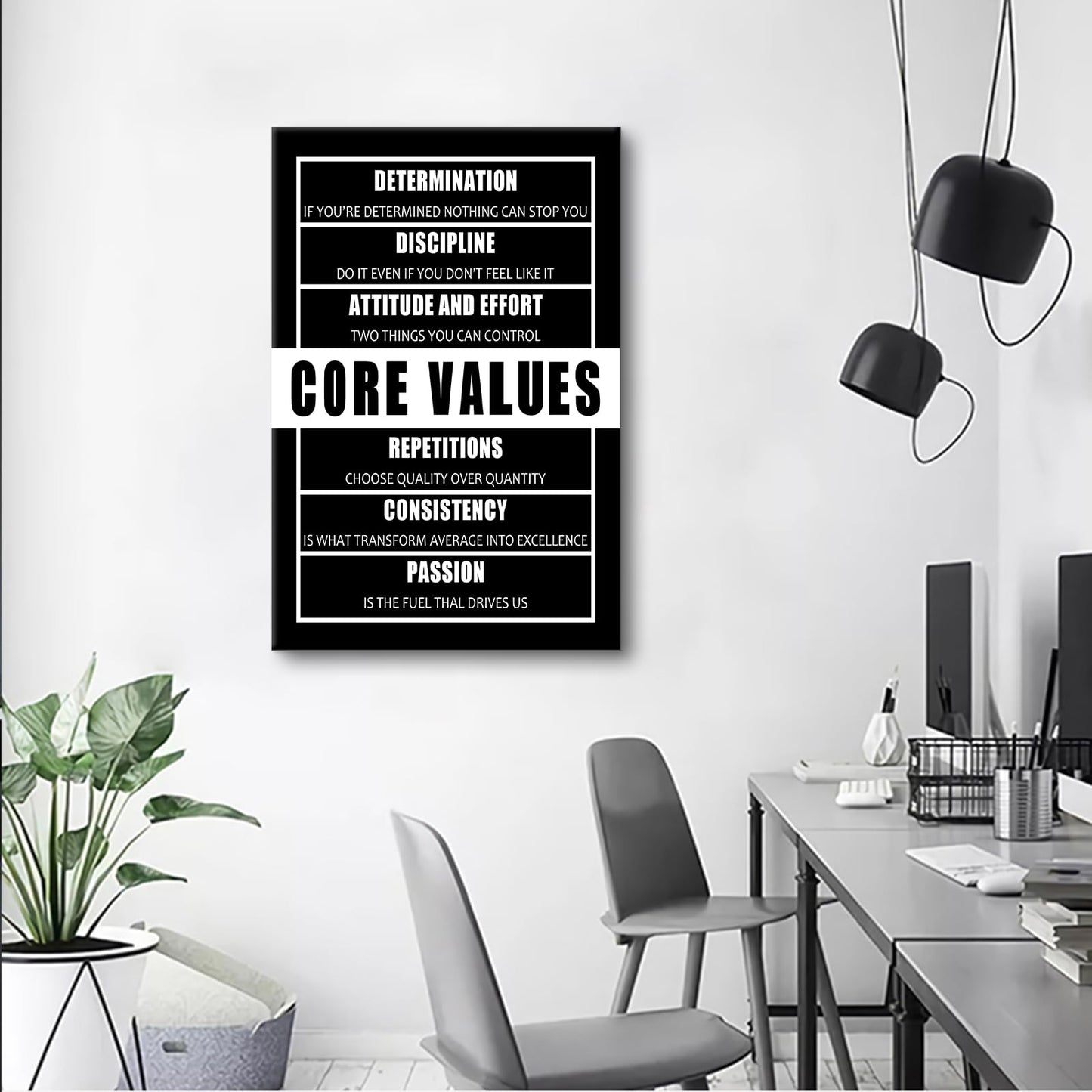 Inspirational Entrepreneur Quotes Core Values Motivational Wall Art Poster Print on Canvas Modern Positive Theme Picture Artwork for Living Room Office Gym School Stretched and Framed [24''Wx36''H]