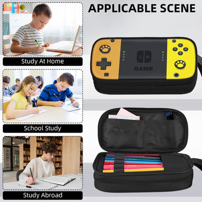 JIRAIKEI Gamer Pencil Case for Boys, Large Boys Pencil Pouch for Kids Teens School, Big Capacity Pen Box Pen Bag Organizer with 2 Compartments & Zipper