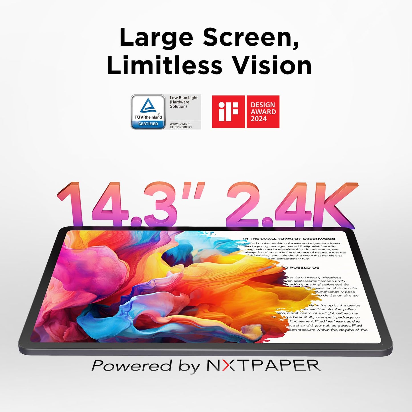 TCL NXTPAPER 14 Android Tablet, 14.3" Paper-Like Display Drawing Pad, Digital Notebook & Musician Tablet with 4096-Level Stylus, Flip Case, 8+8GB RAM, 256GB Storage, 10000mAh, Multi-Window, Matte Gray