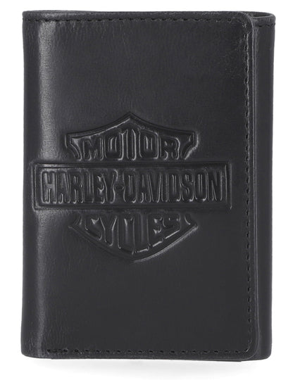 Harley-Davidson Men's Genuine Leather Rfid Blocking Trifold Wallet