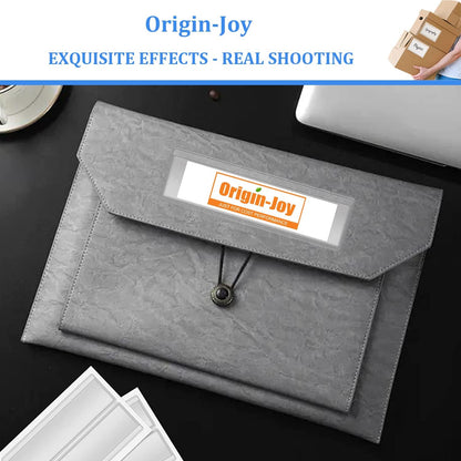 Origin-Joy 60 PCS Self Adhesive Index Card Pockets with Top Open, Clear Plastic Label Holder for Cards of Note, Library and Business, Adhesive Label Pockets & Card Holder (4 x 4 inch)
