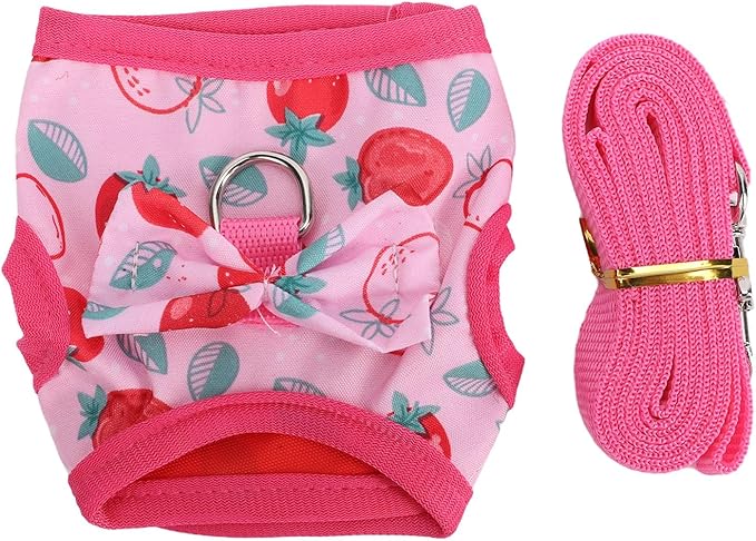 Small Pet Harness and Leash, Escape Proof Rabbit Vest with Soft Edges Dual Safety Buckles for Bunny Guinea Pig Ferret Chinchilla (L)