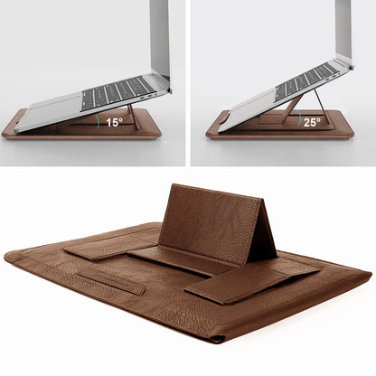 Nillkin Laptop Sleeve 15.6 inch, MacBook Sleeve with Adjustable Stand & Mouse Pad, 2 Stand Modes, 15 inch Laptop Case, Slim MacBook Accessories for Samsung/Surface/Chromebook/HP 13-15.6 inch, Brown