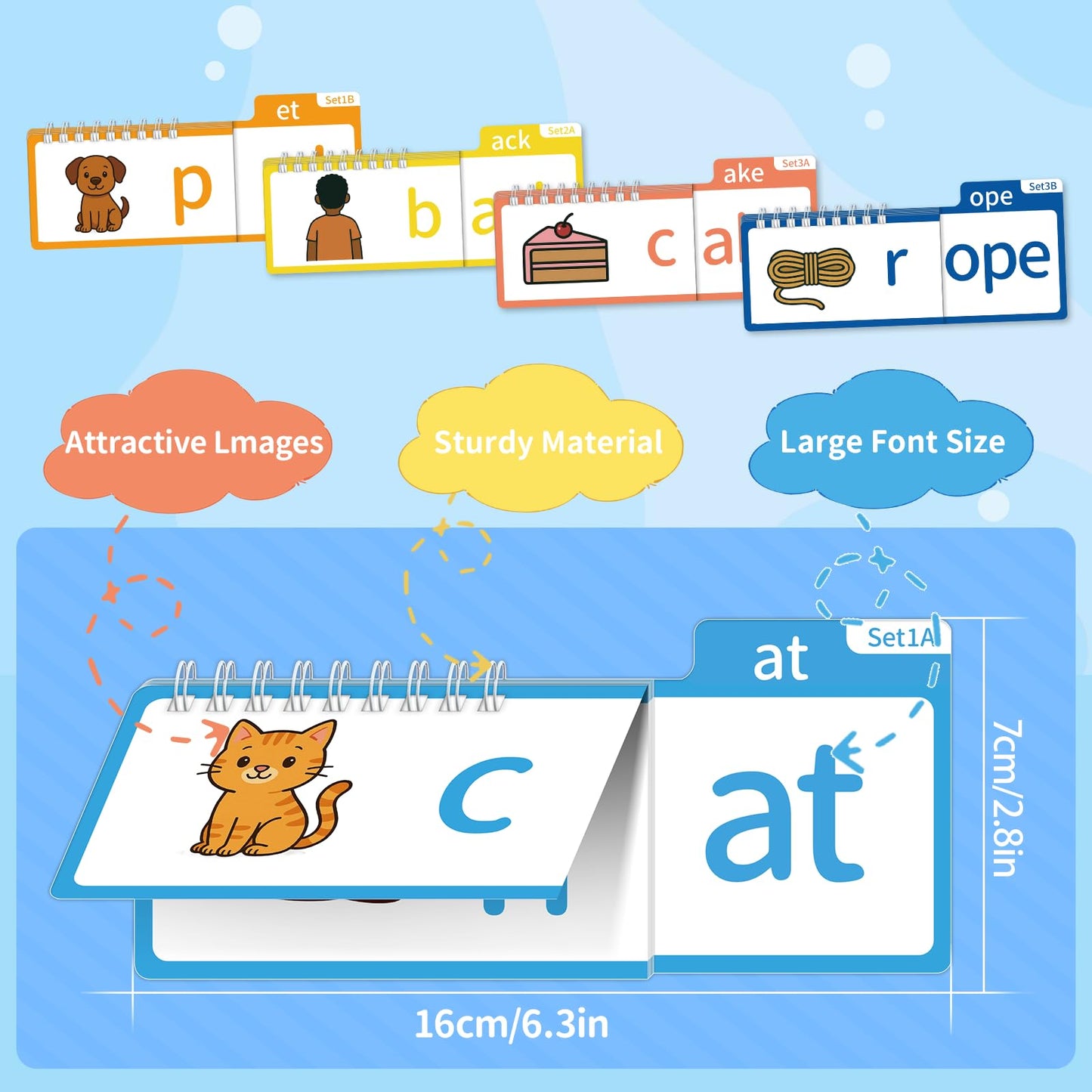 Sinoome Word Family Build Book, Fun Phonics Flash Cards, 40 Read & Rhyme Flip Books, Learn to Read for Kids Ages 4-8, Educational Flash Cards for Kindergarten, Fun Sight Words & Phonics Games