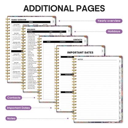 Planner 2026-2027, Academic Year Weekly and Monthly Calender Planner, from Jul 2026 - Jun 2027, Spiral Bound School Planning Book, Perfect for Teacher, Student, Women & Men, A4 (8.5" x 11"), Lavendar Floral