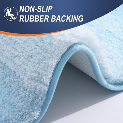 OLANLY Bathroom Rugs Mat 36x24, Extra Soft Absorbent Microfiber Bath Rugs, Rubber Backing, Quick Dry, Machine Washable Bath Mats for Bathroom Floor, Tub and Shower, Home Decor Accessories, Sky Blue