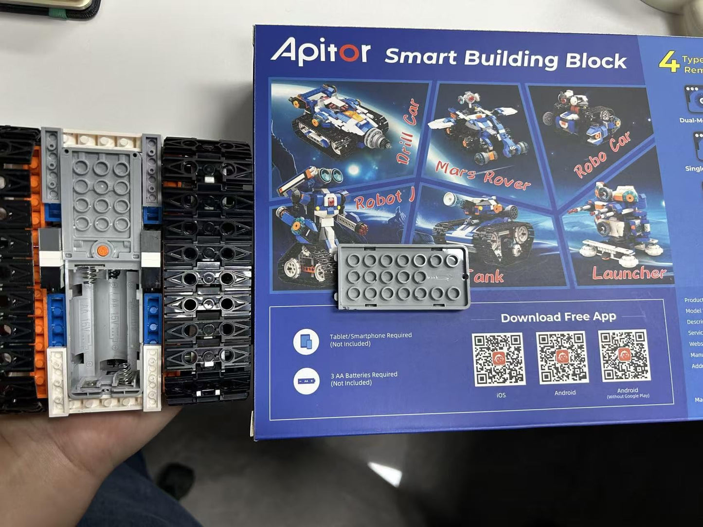 Apitor Robot J Creative Building Kit With Storage Box, 6-in-1 Programmable App Remote Control Tank STEM Learning Toy, Educational Coding Gifts for 7-12 Years Old Kids
