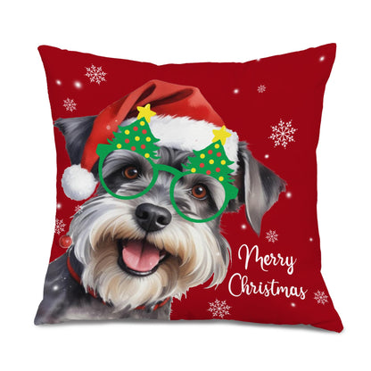 sdfkmlcdl Christmas Schnauzer Pillow Covers 18x18, Schnauzer Gifts for Women Men, Merry Christmas Dog Snowflake Decorative Throw Pillow Covers for Home Bedroom Living Room Sofa