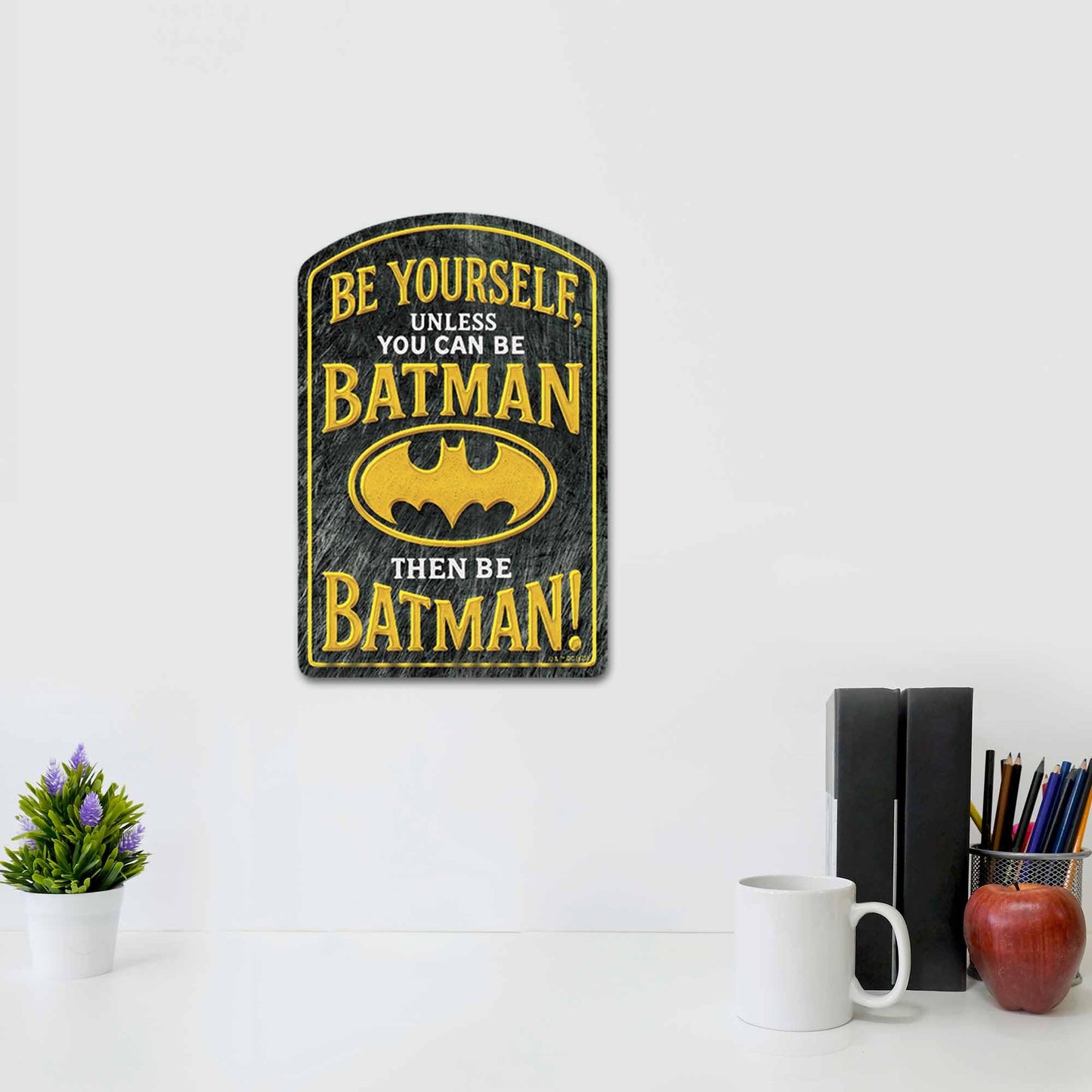 Open Road Brands DC Comics Batman Be Yourself Unless You Can Be Batman Wood Wall Decor - Fun DC Comics Wall Art for Home