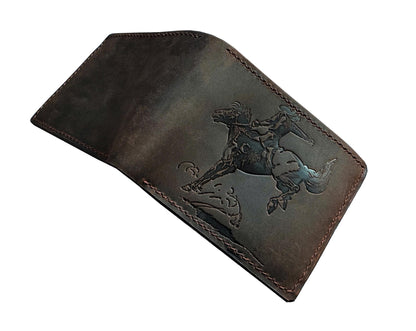 Mayan Corner - Authentical leather handcrafted wallet, distressed bifold wallet, classic gift for dad - Cowboy