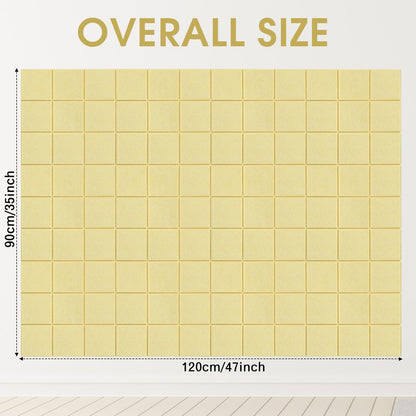Honoson 12 Pack 48 x 36 Inches Large Cork Board Felt Wall Tiles with Safe Adhesive Large Decorative Vision Wall Board for Walls Home Office (Light Yellow)