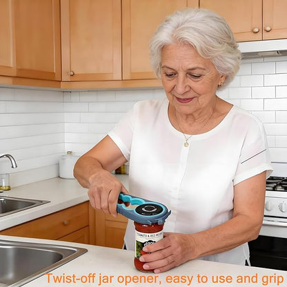 Otstar Jar Openers for Weak Hands, 5 in 1 Bottle Opener for Seniors with Arthritis - Multifunctional Lid Remover Set, Includes Non-slip Rubber Jar Gripper Pad, Wine Opener (Blue and Grey)